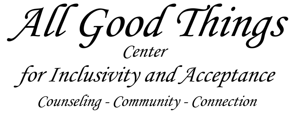 ATGCenter Logo text only with tag line All Good Things Center for Inclusivity and Acceptance